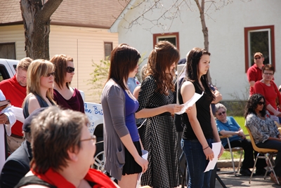 Students from Sacred Heart and Yorkton Regional High Schools reading the names of our fallen comrades.