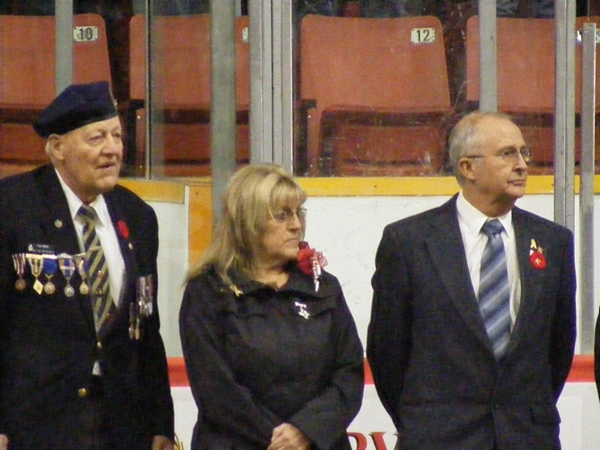 Comrade John Miller with the Silver Cross Mother, Mrs Susan Shipway and her husband Richard.